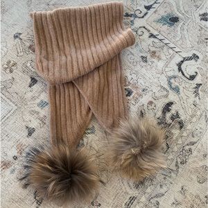 Brown Knit Scarf With Rabbit Pom’s
